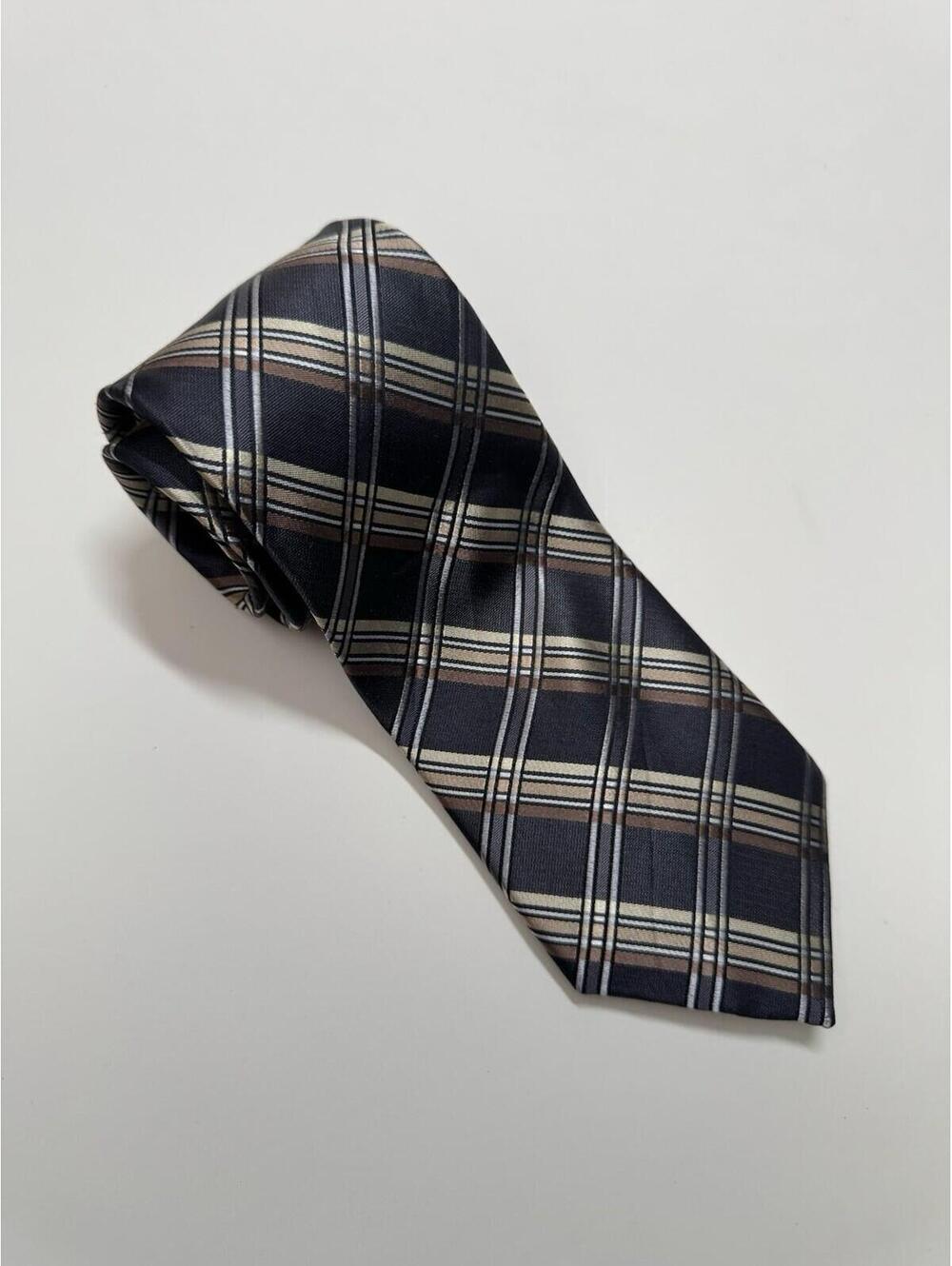 Pronto Uomo‎ Men's 100% Silk Tie Charcoal Plaid